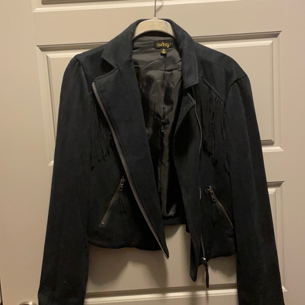 Black suede fringe jacket